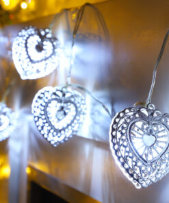 Christmas Concepts® 10 Warm White LED Metal Filigree Heart Shaped Lights - Christmas Lights - Everyday Lights