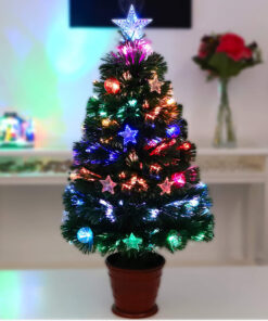 Christmas Concepts® 32 Inch (81CM) Fibre Optic Christmas Trees - Assorted Designs (Stars, Baubles & Red Base)
