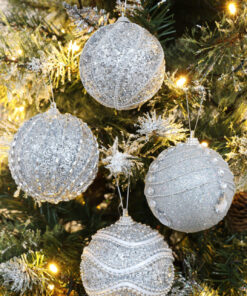 Alternative view of Christmas Concepts® Pack Of 12-8cm Silver Decorated Glitter/Sequin Baubles Christmas Decorations