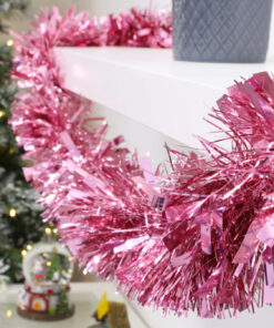 Alternative view of Christmas Concepts® 4 Metre Chunky/Fine Christmas Tinsel - Christmas Decoration Tinsel (Blush Pink)