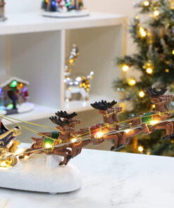 Alternative view of Christmas Concepts® 34cm Battery Operated LED Light Up - Santas Sleigh & Flying Reindeer Scene - Traditional Christmas Scenes