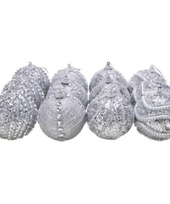 Christmas Concepts® Pack Of 12-8cm Silver Decorated Glitter/Sequin Baubles Christmas Decorations