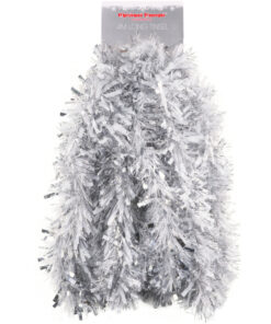 Christmas Concepts® 4 Metre Chunky/Fine Christmas Tinsel - Christmas Decoration Tinsel (White/Silver)