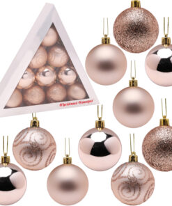 Christmas Concepts® Pack of 10-60mm Christmas Tree Baubles - Shiny, Matte & Glitter Decorated Baubles (Champagne Gold)