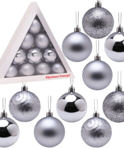 Christmas Concepts® Pack of 10-60mm Christmas Tree Baubles - Shiny, Matte & Glitter Decorated Baubles (Graphite Grey)
