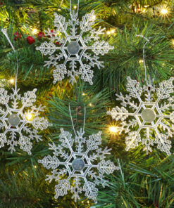 Alternative view of Christmas Concepts® Pack of 12-10cm Glitter Snowflake Hanging Decorations - Christmas Decorations (Clear)
