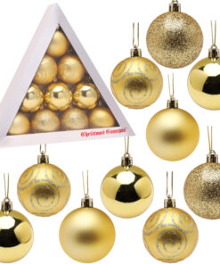 Christmas Concepts® Pack Of 10 60mm-Gold Decorated Christmas Tree Baubles - Shiny, Matte & Glitter Decorated Baubles.