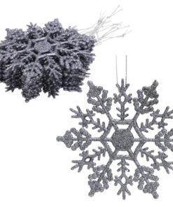 Christmas Concepts® Pack of 12-10cm Glitter Snowflake Hanging Decorations - Christmas Decorations (Graphite)