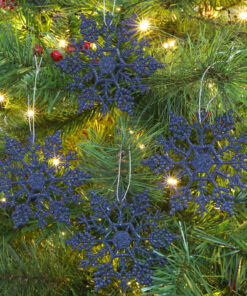 Alternative view of Christmas Concepts® Pack of 12-10cm Glitter Snowflake Hanging Decorations - Christmas Decorations (Midnight Blue)