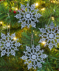 Alternative view of Christmas Concepts® Pack of 12-10cm Glitter Snowflake Hanging Decorations - Christmas Decorations (Graphite)