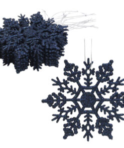 Christmas Concepts® Pack of 12-10cm Glitter Snowflake Hanging Decorations - Christmas Decorations (Midnight Blue)