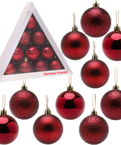 Christmas Concepts® Pack of 10-60mm Christmas Tree Baubles - Shiny, Matte & Glitter Decorated Baubles (Rioja Red)