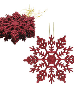 Christmas Concepts® Pack of 12-10cm Glitter Snowflake Hanging Decorations - Christmas Decorations (Rioja Red)