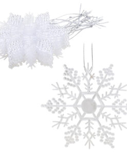 Christmas Concepts® Pack of 12-10cm Glitter Snowflake Hanging Decorations - Christmas Decorations (Clear)