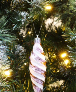 Alternative view of Christmas Concepts® Pack of 6-110mm Large Spiral Shaped Baubles - Shiny & Glitter Decorated - Christmas Tree Decorations (Baby Pink)