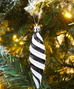 Alternative view of Christmas Concepts® Pack of 6-110mm Large Spiral Shaped Baubles - Shiny & Glitter Decorated - Christmas Tree Decorations (Black)