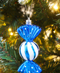 Alternative view of Christmas Concepts® Pack of 5-110mm Large Sweet Shaped Baubles - Shiny & Glitter Decorated - Christmas Baubles (Royal Blue)