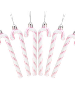 Christmas Concepts® Pack Of 6-13cm Glitter Candy Cane Christmas Tree Decorations (Baby Pink & White)