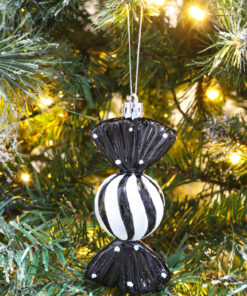 Alternative view of Christmas Concepts® Pack of 5-110mm Large Sweet Shaped Baubles - Shiny & Glitter Decorated - Christmas Baubles (Black)