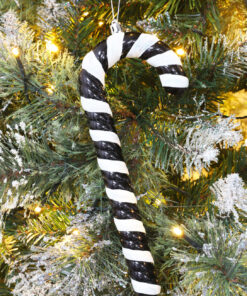 Alternative view of Christmas Concepts® Pack of 3–250mm Extra Large Candy Cane Baubles – Shiny & Glitter Decorated – Christmas Decorations (Black)