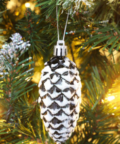 Alternative view of Christmas Concepts® Pack of 6–90mm Shiny & Glitter Decorated Pine Cone Baubles – Christmas Tree Decorations (Black)