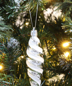 Alternative view of Christmas Concepts® Pack of 6-110mm Large Spiral Shaped Baubles - Shiny & Glitter Decorated - Christmas Tree Decorations (Champagne)