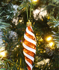 Alternative view of Christmas Concepts® Pack of 6-110mm Large Spiral Shaped Baubles - Shiny & Glitter Decorated - Christmas Tree Decorations (Copper)