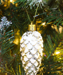 Alternative view of Christmas Concepts® Pack of 6–90mm Shiny & Glitter Decorated Pine Cone Baubles – Christmas Tree Decorations (Champagne)