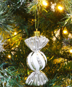 Alternative view of Christmas Concepts® Pack of 5-110mm Large Sweet Shaped Baubles - Shiny & Glitter Decorated - Christmas Baubles (Champagne)