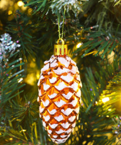 Alternative view of Christmas Concepts® Pack of 6–90mm Shiny & Glitter Decorated Pine Cone Baubles – Christmas Tree Decorations (Copper)