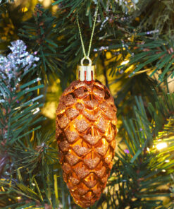 Alternative view of Christmas Concepts® Pack of 6-90mm Pine Cone Baubles – Shiny and Glitter Decorated – Luxury Christmas Decorations (Copper)