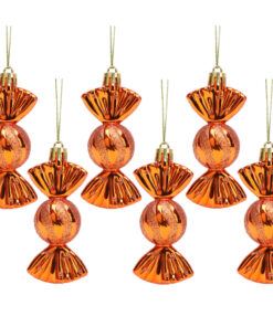 Christmas Concepts® Pack of 6–90mm Sweet Shaped Baubles – Shiny & Glitter Decorated – Christmas Tree Decorations (Copper)