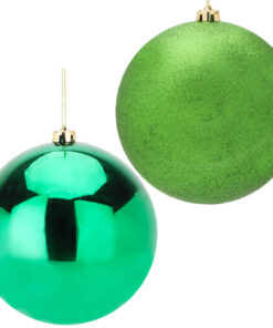 Christmas Concepts® Pack Of 2-200mm Baubles - Shiny & Glitter Design - Giant Christmas Baubles (Emerald Green)