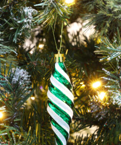 Alternative view of Christmas Concepts® Pack of 6-110mm Large Spiral Shaped Baubles - Shiny & Glitter Decorated - Christmas Tree Decorations (Emerald Green)
