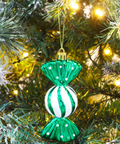 Alternative view of Christmas Concepts® Pack of 5-110mm Large Sweet Shaped Baubles - Shiny & Glitter Decorated - Christmas Baubles (Emerald Green)