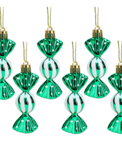 Christmas Concepts® Pack of 6-8cm Mini Sweet Shaped Baubles – Shiny & Glitter Decorated – Christmas Tree Decorations (Emerald Green)