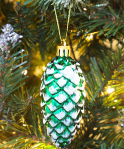 Alternative view of Christmas Concepts® Pack of 6–90mm Shiny & Glitter Decorated Pine Cone Baubles – Christmas Tree Decorations (Emerald Green)