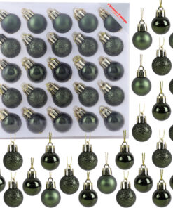 Christmas Concepts® Pack of 25-25mm Mini Christmas Tree Baubles - Shiny, Matte & Glitter Decorated Baubles (Forrest Green)