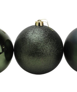 Alternative view of Christmas Concepts® 3-150mm Extra Large Baubles - Shiny, Matte & Glitter Design - Christmas Decorations (Forrest Green)