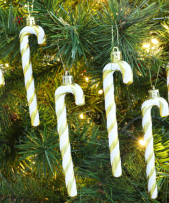 Alternative view of Christmas Concepts® Pack Of 6 - 13cm Glitter Candy Cane Christmas Tree Decorations (Gold & White)