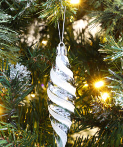 Alternative view of Christmas Concepts® Pack of 6-110mm Large Spiral Shaped Baubles - Shiny & Glitter Decorated - Christmas Tree Decorations (Graphite)