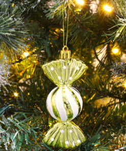 Alternative view of Christmas Concepts® Pack of 5-110mm Large Sweet Shaped Baubles - Shiny & Glitter Decorated - Christmas Baubles (Gold)