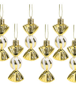 Christmas Concepts® Pack of 6-8cm Mini Sweet Shaped Baubles – Shiny & Glitter Decorated – Christmas Tree Decorations (Gold)