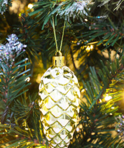 Alternative view of Christmas Concepts® Pack of 6–90mm Shiny & Glitter Decorated Pine Cone Baubles – Christmas Tree Decorations (Gold)