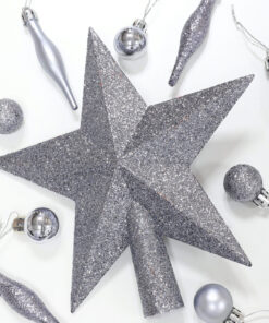 Alternative view of Christmas Concepts® 20cm Glitter Tree Top Star Decoration – Christmas Tree Topper (Graphite)