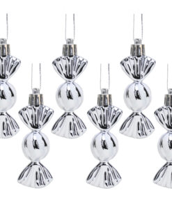 Christmas Concepts® Pack of 6-8cm Mini Sweet Shaped Baubles – Shiny & Glitter Decorated – Christmas Tree Decorations (Graphite)