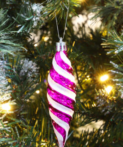 Alternative view of Christmas Concepts® Pack of 6-110mm Large Spiral Shaped Baubles - Shiny & Glitter Decorated - Christmas Tree Decorations (Hot Pink)