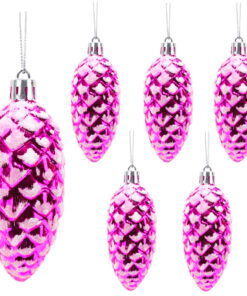 Christmas Concepts® Pack of 6–90mm Shiny & Glitter Decorated Pine Cone Baubles – Christmas Tree Decorations (Hot Pink)
