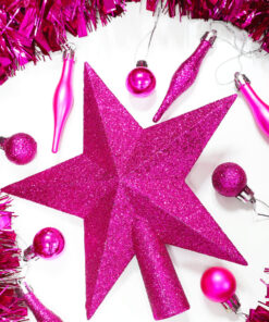 Alternative view of Christmas Concepts® 20cm Glitter Tree Top Star Decoration – Christmas Tree Topper (Hot Pink)