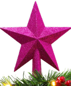 Christmas Concepts® 20cm Glitter Tree Top Star Decoration – Christmas Tree Topper (Hot Pink)